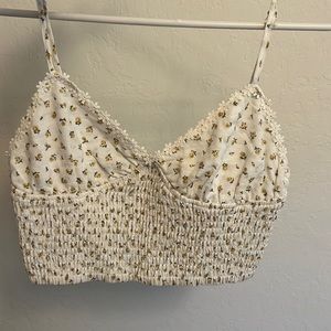 sky and sparrow yellow floral top